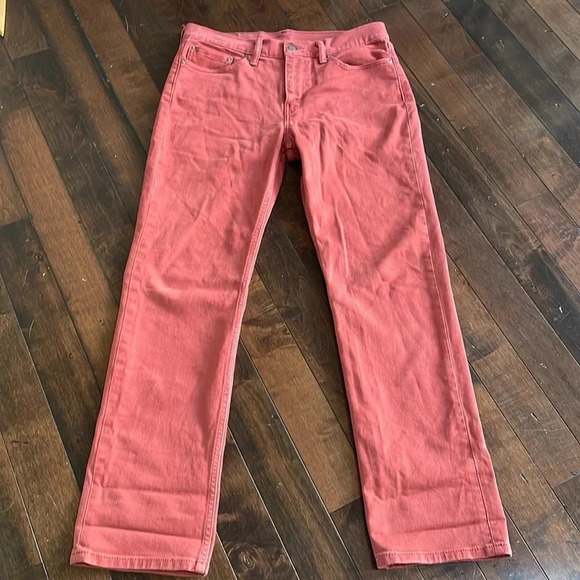 Levis 514 Mens Straight leg Red Size 33 x 32 Casual Denim Cotton blend - Picture 2 of 11